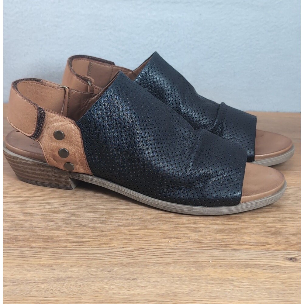 Spring Step Rapture Women's 9 EU 40 Slingback Sandals Black Perforated Leather